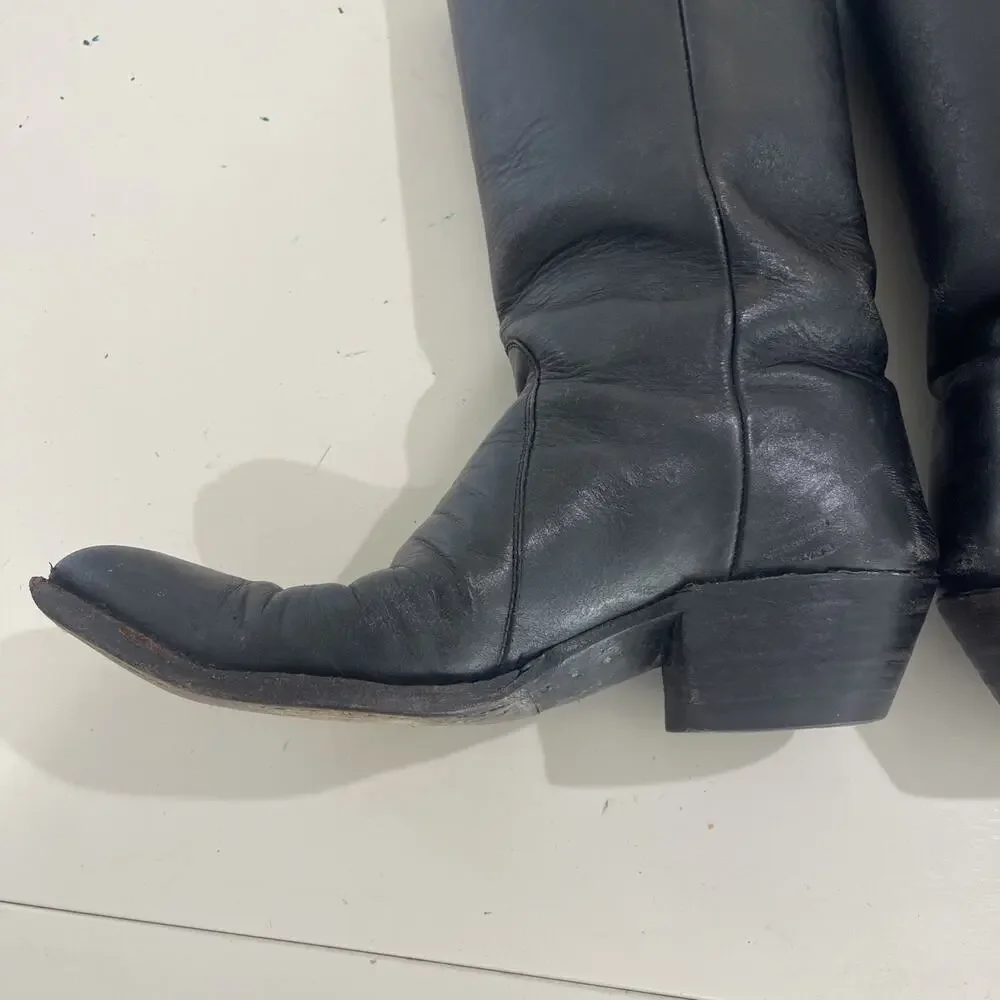 Champion Attitude Men Black Western Boots Size 9B Snap Side Vintage